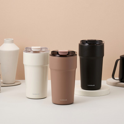 Ly giữ nhiệt 500ml LocknLock màu ngà LHC4357IVY Metro Cafe Tumbler, Hàng chính hãng, Thép 304 không gỉ, có dây đeo tay - JoyMall