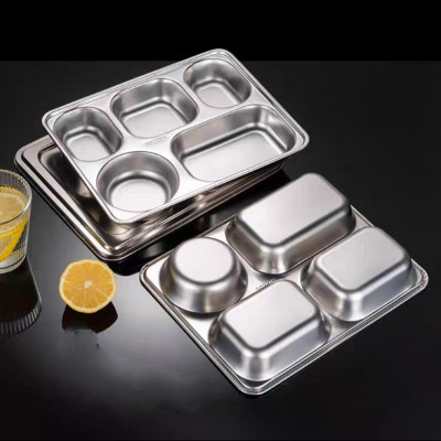 Khay Đựng Cơm Thức Ăn Inox 5 sâu lòng - Khay Cơm Inox 304 ( Tùy Chọn Nắp Khay )