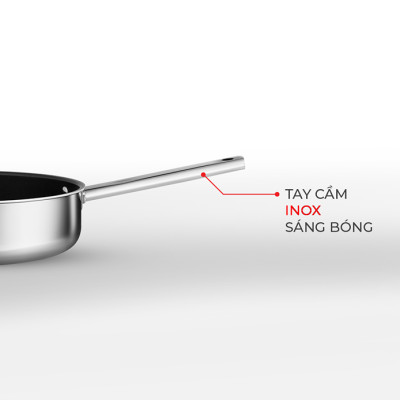 Chảo Inox 2 lớp cao cấp đáy liền Trimax XS EL 3753 size 26cm