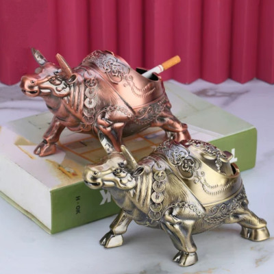 Gạt tàn hình trâu bằng hợp kim mới 4 màu tài lộc