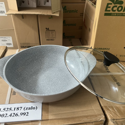 Nồi Lẩu Chảo Sâu Lòng 2 Quai Size 28CM ECORAMIC Chính Hãng