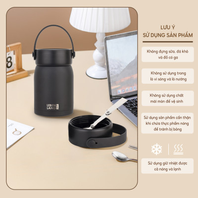 Hộp cơm giữ nhiệt Lebenlang LBL3038, cà men dung tích 700ml, chất liệu inox 304, kèm muỗng - hàng chính hãng 