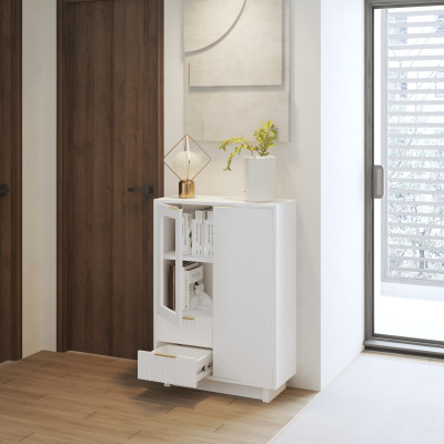 HAPPY FURNITURE , Tủ lưu trữ 2 ngăn kéo 2 cửa mở- NAMI, TLT_041 , 70cm x 30cm x 100cm DxRxC