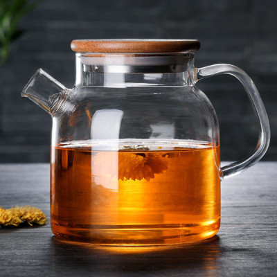 Bình trà thủy tinh kèm nắp gỗ và lỗi lò xo 700ml, 1000ml