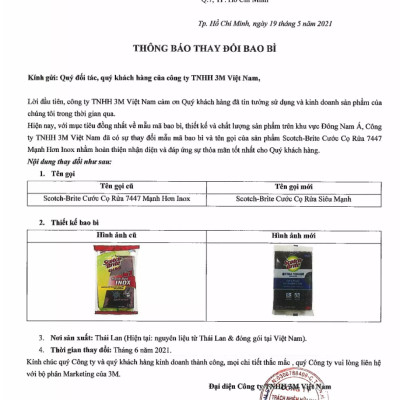 Gói 4 miếng cước cọ rửa mạnh hơn inox Scotch-Brite 3M 7447 10x15cm