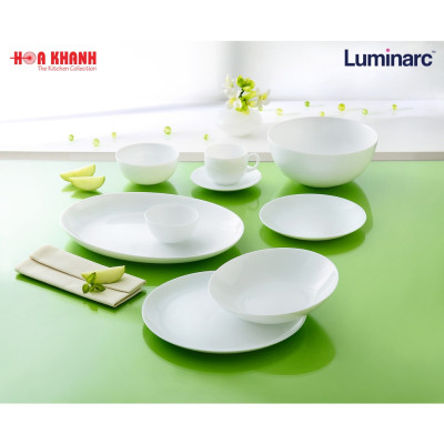 Tô Thủy Tinh Luminarc Diwali Trắng 21cm đựng thức ăn, cường lực, kháng vỡ - Bộ 3 cái - N3976