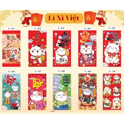 Set  10 bịch 100 bao lì xì Tết  , phát tài cả năm hàng đẹp nhiều mẫu mới , vô cùng xinh xắn và cute 