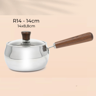 Quánh Inox 3 lớp đúc liền khối miệng rót Kalpen Baby Rinmer size 14cm, bảo hành 5 năm