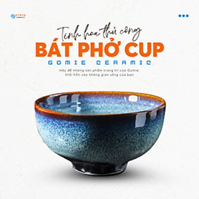 Bát Phở Cup Men Xanh Hoả Biến 17x9.5cm - Bát Phở Gốm Sứ Cao Cấp - Bát Phở Gốm Sứ Bát Tràng Hàng Cao Cấp