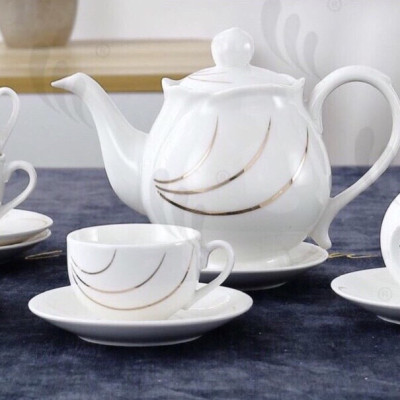 BỘ ẤM CHÉN KÈM 7 ĐĨA SỨ CAMELIA PHA TRÀ HỌ TIẾT HOA BẠC SANG TRỌNG ( GIAO NGẪU NHIÊN ) - ANTH248