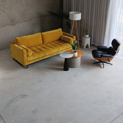 Sofa băng phòng khách Velvet Yellow Tundo bọc nhung cao cấp