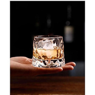 Bộ 6 cốc thủy tinh đế lồi xoay 360 độ phong cách Châu âu cực sang trọng ( giao vân ngẫu nhiên )