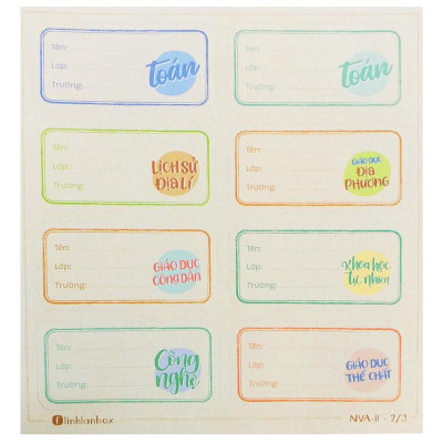 Bộ 24 Nhãn Vở A Cấp II - Linh Lan