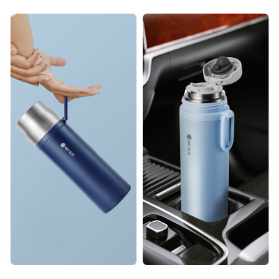 Bình giữ nhiệt inox 304 Elmich EL8328 480ml, Hàng chính hãng, nắp tích hợp làm cốc uống, đế silicone chống trượt - JoyMall