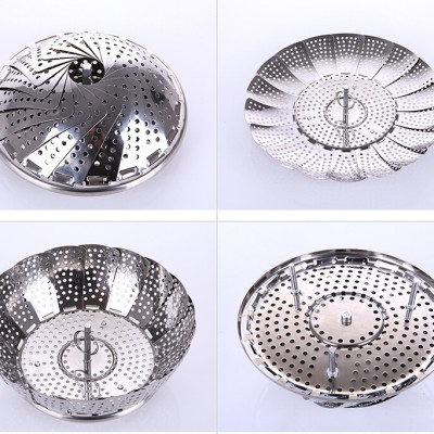 Khay hấp Xửng hấp Vỉ hấp inox kiêm khay đựng trái cây xòe có 3 chân gấp gọn tiện lợi