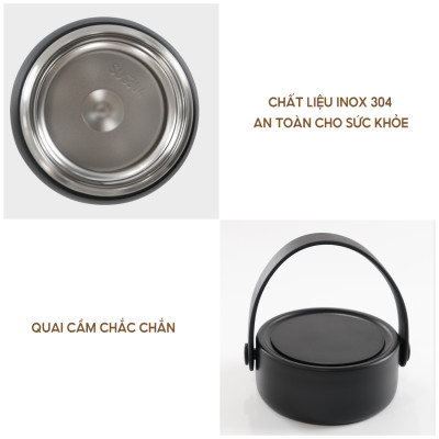 Hộp cơm giữ nhiệt Lebenlang LBL3038, dung tích 700ml, chất liệu inox 304, kèm muỗng - hàng chính hãng