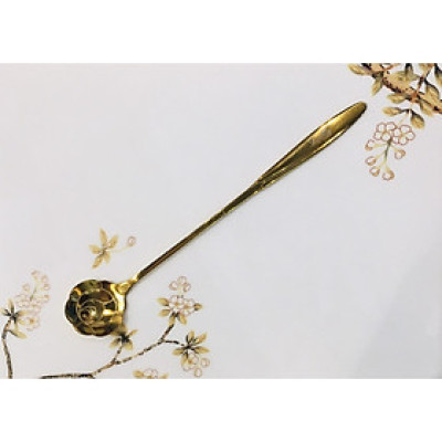 Thìa khuấy dài hoa hồng vàng phong cách vintage NEW ROSE 6180VN  