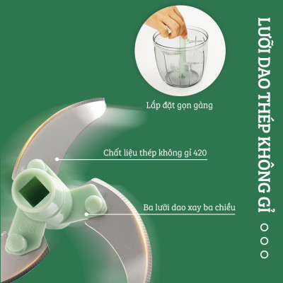 Dụng Cụ Xay Thịt , Nghiền Tỏi Ớt Cầm Tay Damas A363 - Thao Tác 1 Chạm Dễ Dàng Tiện Lợi - Bảo Hành Chính Hãng - Hàng Nhập Khẩu