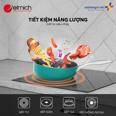 Chảo chống dính Full induction Elmich Hera đày từ size 20/24/26/28cm - Chảo chống văng dầu hàng chính hãng bảo hành 2 -10 năm