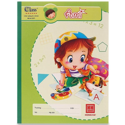 Lốc 5 Vở Class Ami - 4 Ô Ly 96 Trang ĐL 100g/m2 - Hồng Hà 0371 (Mẫu Bìa Giao Ngẫu Nhiên) - Tặng Kèm 1 Cuốn Cùng Loại