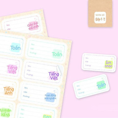 Bộ 16 Nhãn Vở A Lớp 1-2 - Linh Lan