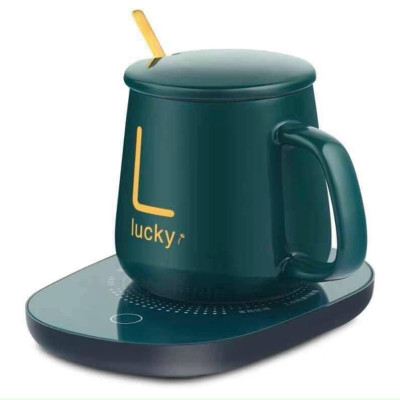 Bộ Cốc Hâm Nóng 55 Độ - Kèm Đế Điện Thông Minh - Tặng Thìa Mạ Vàng Cao Cấp - Cốc Uống Trà - Cafe - Sữa Nóng- Hàng Chính Hãng MINIIN