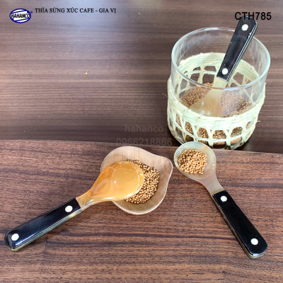 Thìa/Muỗng bằng sừng khảm 2 chấm cao cấp xuất Nhật - Xúc gia vị, cafe, deccor - An toàn cho sức khỏe - CTH785