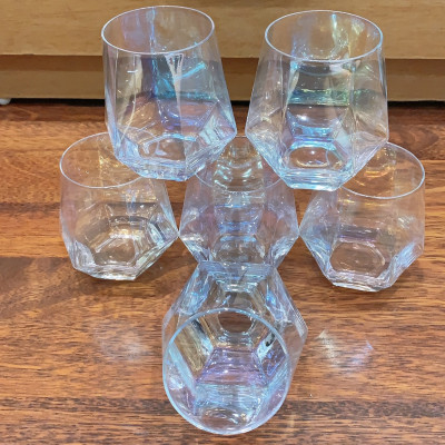 BỘ 6 CỐ THỦY TINH UỐNG NƯỚC VÂN KIM CƯƠNG MÀU ÁNH TRAI SANG TRỌNG - ANTH673