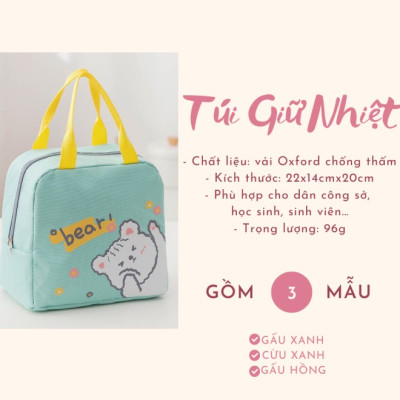 Túi giữ nhiệt giữ ấm đồ ăn đựng hộp cơm khi mang đi làm đi học