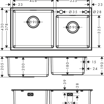 Chậu bếp đôi HANSGROHE Built-in sink S432-F770 43346 - Hàng chính hãng