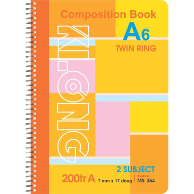 Sổ kẻ ngang lò xo kép bìa nhựa KLONG A6 200 trang 70/92; MS: 364