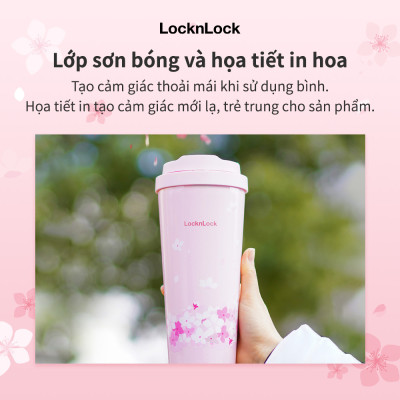 Ly giữ nhiệt LocknLock 550ml màu anh đào hồng LHC3249PIKPB - Hàng chính hãng, mở nắp một chạm, chất liệu thép không gỉ miệng ly rộng - JoyMall