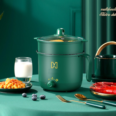 Nồi lẩu mini đa năng 2 tầng - Ca nấu mì điện núm xoay 2 nấc nhiệt kèm giá hấp chịu nhiệt miDoctor - Logo trên thân nồi hình ngẫu nhiên