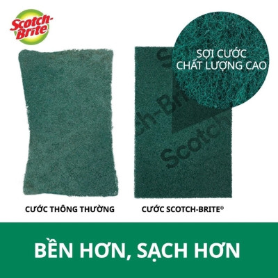  Gói 5 miếng cước rửa chén siêu sạch, sợi cước cao cấp loại lớn 150x100mm Scotch-Brite 3M SB-CRKM-G5 - đa năng, 3 tác động làm sạch, độ bền cao, công nghệ độc quyền