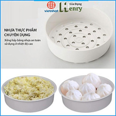 Khay hấp thức ăn nhựa Việt Nhật hình tròn 22.5x20.5x6.5cm - Xửng hấp đồ ăn, bánh bao, xôi,..an toàn tiện lợi -HÀNG VIỆT NAM