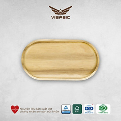 Khay gỗ keo đa năng hình oval Vibasic, đa dạng kích thước, chụp hình decor đựng đồ trang trí