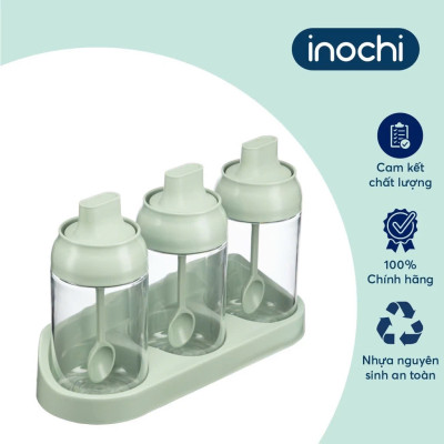 Bộ 3 hộp gia vị Tritan Yoko - Chính Hãng inochi Tiêu chuẩn nhật bản dễ dàng vệ sinh và sử dụng.
