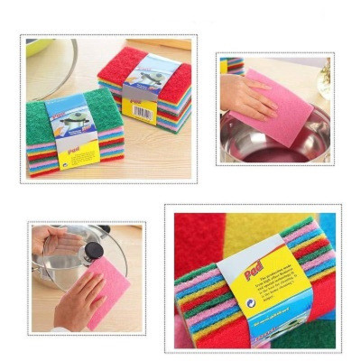 Miếng rửa chén chống xước HADA, gói 10 miếng, Giẻ rửa bát nhiều màu 15x10cm, Mút Lưới Xốp Rửa Chén Tạo Bọt, miếng bọt biển rửa chén 