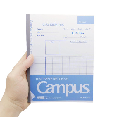 Giấy Kiểm Tra Kẻ 4 Ly Ngang Dạng Vở A5 - Campus TPN-A5LY30 (30 Tờ Đôi)