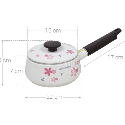 Nồi tráng men tay cầm đáy từ 16cm Fujihoro MCPV-16S (1.4 lít) - Hàng chính hãng