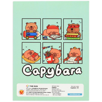 Tập Học Sinh Capybara - 4 Ô Ly - 200 Trang 80gsm - The Sun (Mẫu Bìa Giao Ngẫu Nhiên)