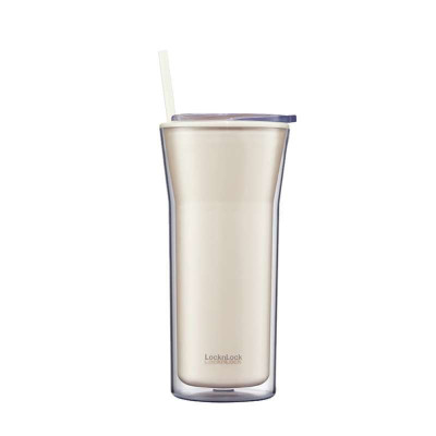 Ly nhựa 2 lớp Lock&Lock Daily Essential Cold Cup 770ml HAP526, Hàng chính hãng, nắp công thái học, kèm ống hút - JoyMall