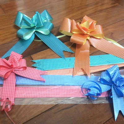 100 Nơ rút size 5cm trang trí giỏ quà hộp quà lễ tiệc cưới hỏi( trộn nhiều màu )