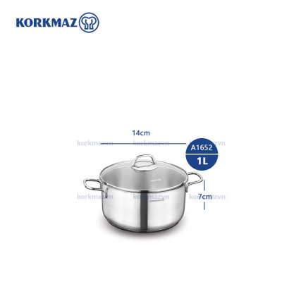 Nồi inox 18/10 Korkmaz Perla 1 lít - 14x7 cm