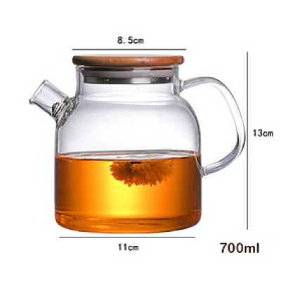 Bình trà thủy tinh kèm nắp gỗ và lỗi lò xo 700ml, 1000ml
