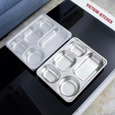 Khay Đựng Cơm Inox Cao Cấp 5 Ngăn Sâu Lòng Hàn Quốc, Khay Đựng Cơm Văn Phòng, Xí Nghiệp Đảm Bảo Vệ Sinh - HÀNG CHÍNH HÃNG MINIIN