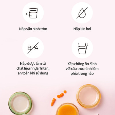 Bộ 3 hộp thủy tinh đựng thực phẩm cho bé LocknLock Baby Food container LLG542S3IVY - 280ml, Nắp vặn chống tràn, chất liệu không BPA an toàn cho trẻ em, có vạch chia - Hàng chính hãng