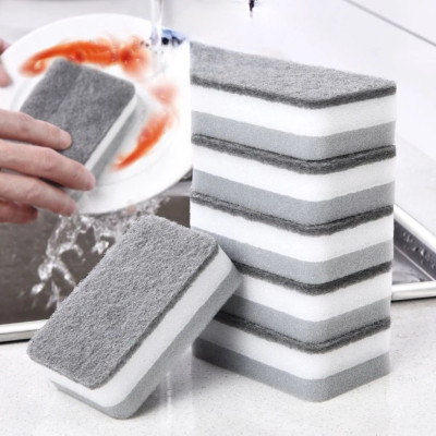 SET 2 Miếng Bọt Xốp, Ghi Xám Cọ Rửa Chén Bát Đĩa, Đánh Chảo Nồi Chảo, Vệ Sinh Sạch Sẽ, Dọn Bếp Tiện Dụng - TakyHome 5152set2
