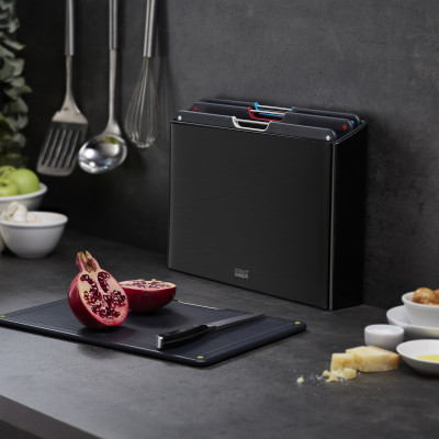 Joseph Joseph - Bộ thớt cao cấp Folio Steel 4-piece Chopping Board Set Black 001204