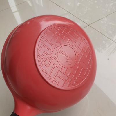 Combo 2 món cao cấp Hàn Quốc, nồi chống dính vân đá Kimscook, quai chống nóng, nắp kính cường lực viền inox size 24 cm và Chảo đúc chống dính vân đá Ecoramic sâu lòng (E) 26 cm, dùng bếp gas, hồng ngoại, ...